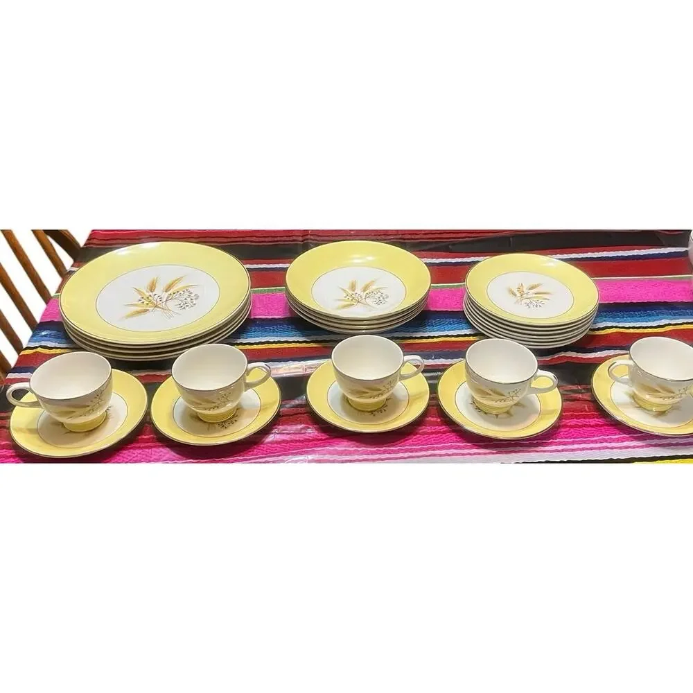 Vintage Century Service Autumn Gold Wheat Dinnerware Set Of 26 Pieces